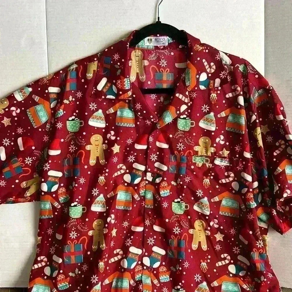 Unisex Half Sleeve Christmas Shirt Gingerbread Man, Candy  Cane, Whimsical Comfy - Picture 1 of 11